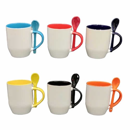 Taza Bombé int. y cuchara color